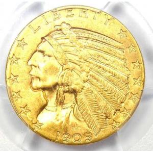 1909年Dミント インド金貨ハーフイーグル5...の詳細画像4