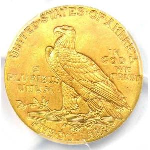 1911年 インド金貨 ハーフイーグル 5ドル...の詳細画像3