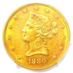 1880年Oミント リバティ・ゴールドイーグル 10ドル ニューオーリンズ金貨 - PCGS AU58 - PCGS評価額 11,000ドル