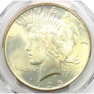 1925年ピース銀貨（$1） - PCGS社認定MS67+プラスグレード - 24,000ドル相当！