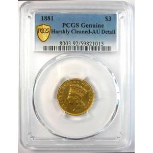 1881年 3ドル インディアン金貨 $3 -...の詳細画像4