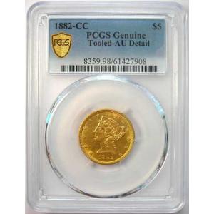1882年CC刻印 リバティ金貨ハーフイーグル...の詳細画像1