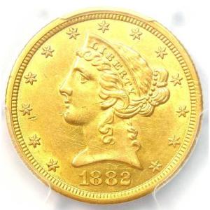 1882年CC刻印 リバティ金貨ハーフイーグル...の詳細画像4