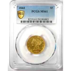 1844年リバティ金貨ハーフイーグル5ドル硬貨...の詳細画像1