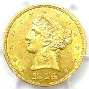 1844年リバティ金貨ハーフイーグル5ドル硬貨...の詳細画像4