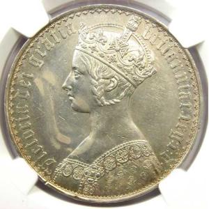 1847年 プルーフ イギリス イングランド UK ヴィクトリア ゴシック クラウン コイン - NGC プルーフ AU 詳細