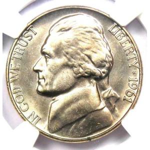 1961年ジェファーソンニッケル5セント - NGC MS66+ 5FS Plusグレード - 最高級2/0 - 5000ドル以上の価値