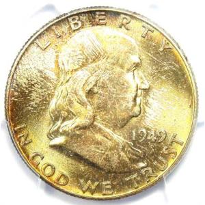 1949年フランクリンハーフダラー50セント硬貨 - PCGS MS67 FBL認定 - 11,000ドル相当！