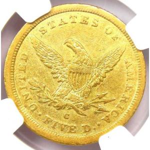 1841-C リバティ金貨ハーフイーグル 5ド...の詳細画像3