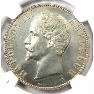 1856年A フランス ナポレオン3世 5フラン硬貨 プルーフ 5F - NGCプルーフ詳細 (PR / PF)