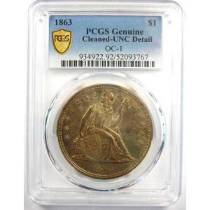 1863年 シーテッド・リバティ銀貨 $1 -...の詳細画像4