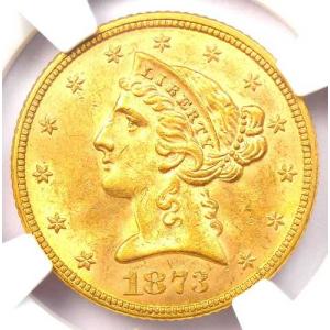 1873年リバティ金貨ハーフイーグル5ドル硬貨...の詳細画像4