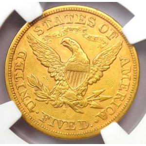 1866年Sミント リバティ金貨 ハーフイーグ...の詳細画像3