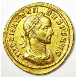 カルス・アウレウス金貨（ローマ、西暦282-283年） - 極美品（VF/XF） - NGC修復タグ