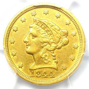 1844年Cミント リバティ金貨 クォーターイーグル 2.50ドル シャーロット - PCGS鑑定済み AU 詳細