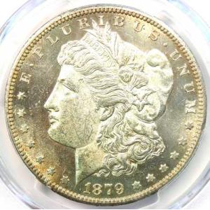 1879年CCミント モーガン銀貨 1ドル カーソンシティ - PCGS未流通品詳細 (UNC MS)