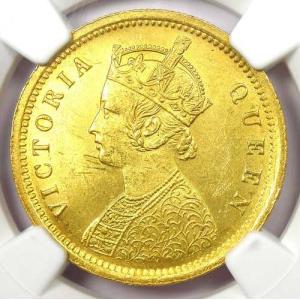 1862年C インド ヴィクトリア ゴールド モハール コイン。NGC 鑑定済み 未使用品 詳細 UNC MS