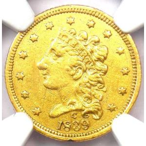 1839-C クラシック ゴールド クォーターイーグル シャーロット $2.50 - NGC 鑑定済み AU 詳細