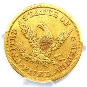1862-S リバティ金貨ハーフイーグル 5ド...の詳細画像3
