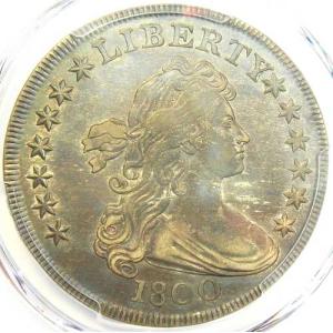 1800年 ドレープバスト シルバーダラー 1ドル硬貨 - PCGS認定 AU詳細 - AUでは希少！