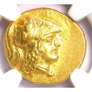 アレクサンドロス大王3世の金貨（マケドニア、紀元前336〜323年）。NGC鑑定済み（AU）。