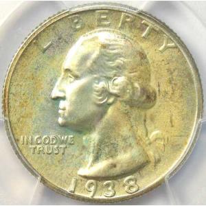 1938年プルーフワシントンクォーター25セン...の詳細画像4