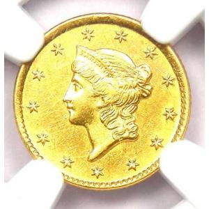 1854年Dミント リバティ金貨 G$1 - NGC鑑定済み AU詳細 - 希少なダロネガコイン
