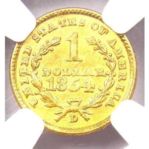 1854年Dミント リバティ金貨 G$1 - ...の詳細画像3
