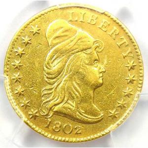 1802/1 キャップドバスト金貨 クォーターイーグル 2.50ドル - PCGS鑑定済み AU 詳細