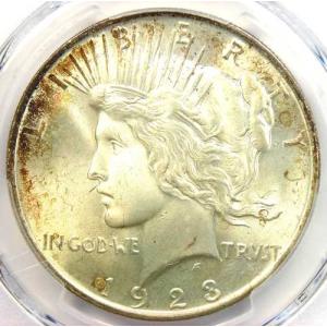 1923年ピース銀貨（$1） - PCGS MS67認定 - 希少グレード - 5,500ドル相当！