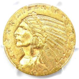 1910年Sミント インディアン金貨 ハーフイ...の詳細画像4