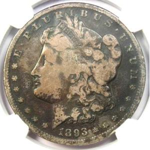 1893年Sミント モーガン銀貨 $1 - N...の詳細画像4