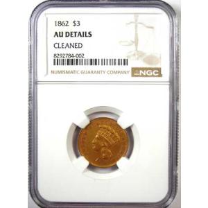1862年発行の3ドル金貨(インド)$3 - ...の詳細画像1