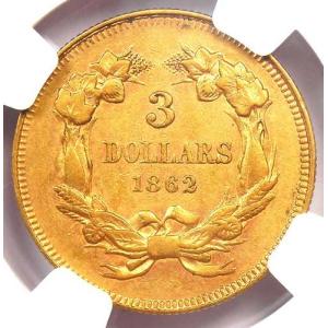 1862年発行の3ドル金貨(インド)$3 - ...の詳細画像3