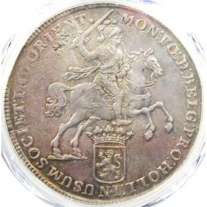 1738年オランダ・ドゥカトン貨幣 D-417 - PCGS AU鑑定済み - 希少品！
