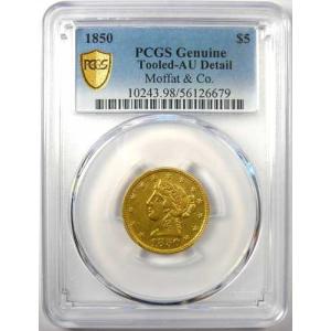 1850年モファット・リバティ金貨ハーフイーグ...の詳細画像1