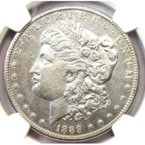1889年CC モーガン銀貨 1ドル カーソンシティコイン - NGC鑑定済み AU 詳細