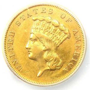 1886年発行の3ドルインディアン金貨 $3 ...の詳細画像4