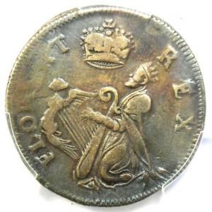 銀貨 1670年 ニュージャージー州 セントパトリック ファージング コイン 1/4ペンス - PCGS XF 詳細