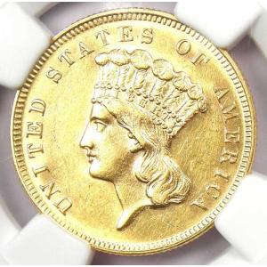 1868年 3ドル インディアン金貨 $3 - NGC 未流通品詳細 (UNC MS) - 希少