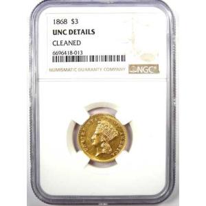 1868年 3ドル インディアン金貨 $3 -...の詳細画像4