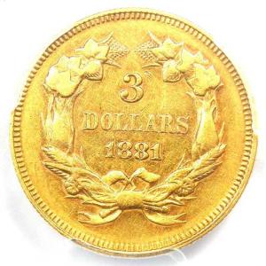1881年 3ドル インディアン金貨 $3 -...の詳細画像3