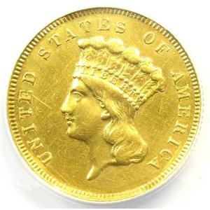 1881年 3ドル インディアン金貨 $3 -...の詳細画像4