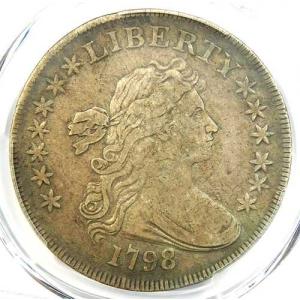 1798年 小型鷲のドレープ胸像 銀貨 1ドル 13星 - PCGS VF 詳細