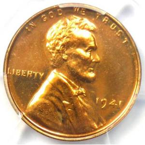 1941年プルーフ リンカーン ウィートセント ペニー 1セント硬貨 - PCGS PR67 RD (PF67) - 5,250ドル相当