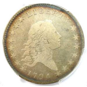 1794年 フローイングヘア ハーフダラー 50セント硬貨 - PCGS認定 VG（非常に良い）詳細