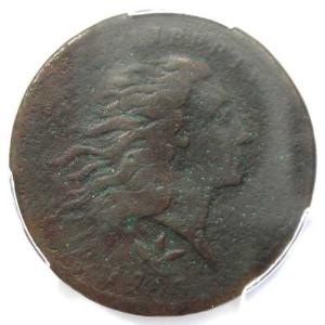 1793年リース・フローイング・ヘア・ラージセント1セント硬貨 - PCGS VF認定詳細 - 希少！