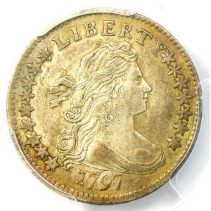 1797年 ドレープバストダイム 10セント 16星 - PCGS XF（極美品）認定 - 希少な年代