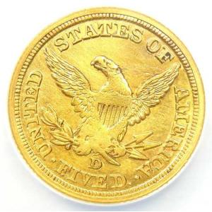 1856-D リバティ金貨ハーフイーグル 5ド...の詳細画像3
