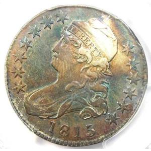 1815/2 キャップドバスト ハーフダラー 50セント - PCGS XF 認定詳細 - 希少なキーデート！
